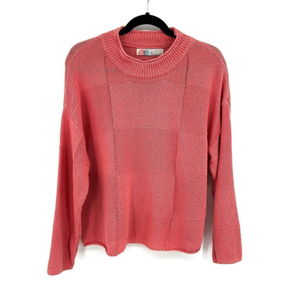FREE PEOPLE Beach Dusty Rose Pink Boxy Knit Crew Neck Pullover Sweater Size XS